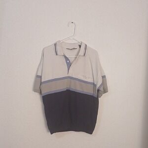 Modern Blue and Gray Polo Shirt with Geometric Design